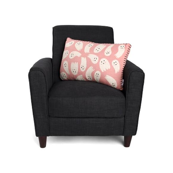Pastel Pink & White Halloween Ghost Throw Pillow 16x24 NEW - Picture 2 of 2